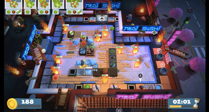 Overcooked 2, captured from a quick, frantic co-op session at Nintendo’s booth.